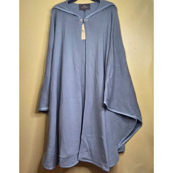 NWT Patricia Nash Women's Hooded Long Cape Topper with Clasp - Grey - Picture 1 of 5